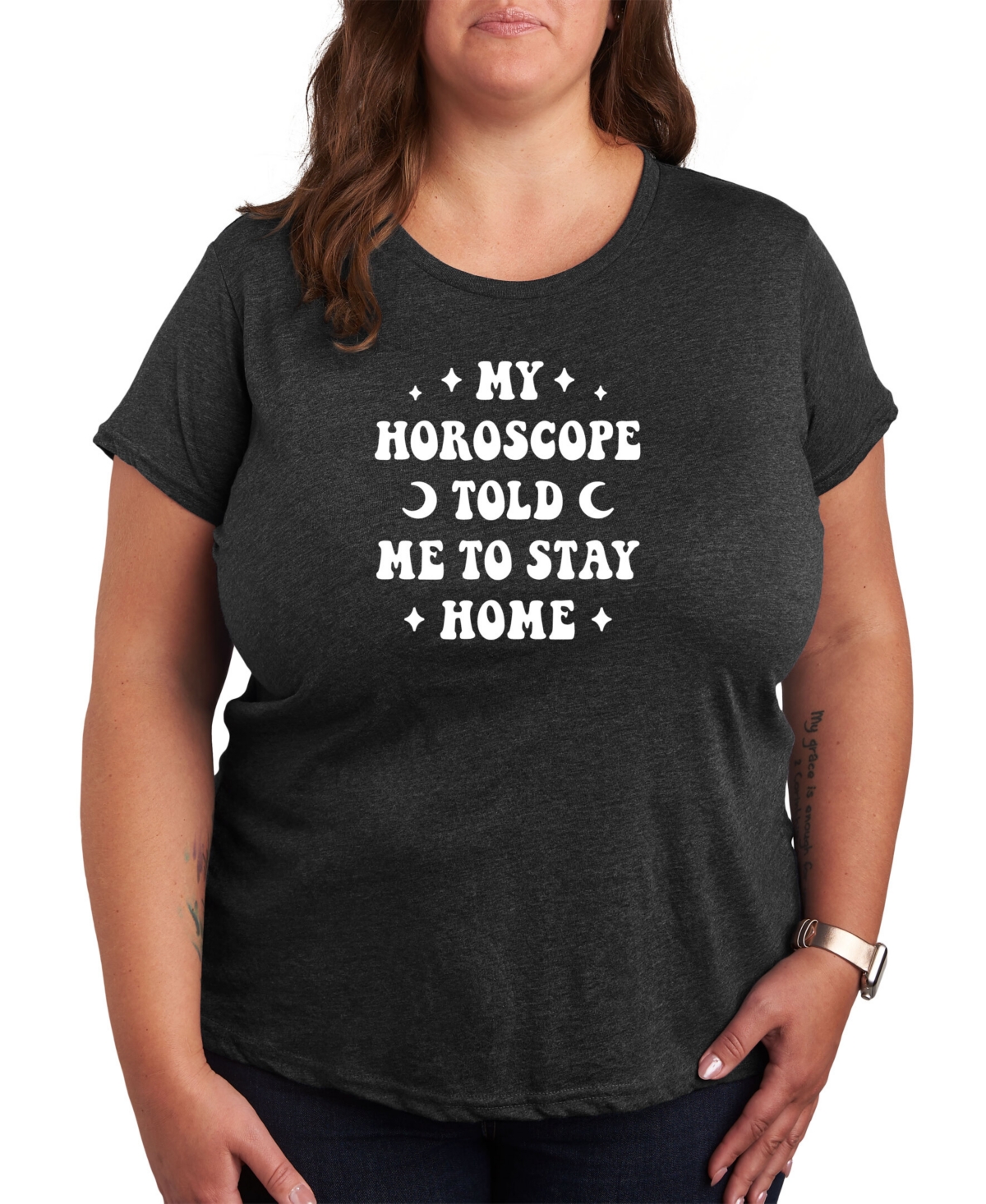 Shop Air Waves Trendy Plus Size Astrology Horoscope Graphic T-shirt In Gray
