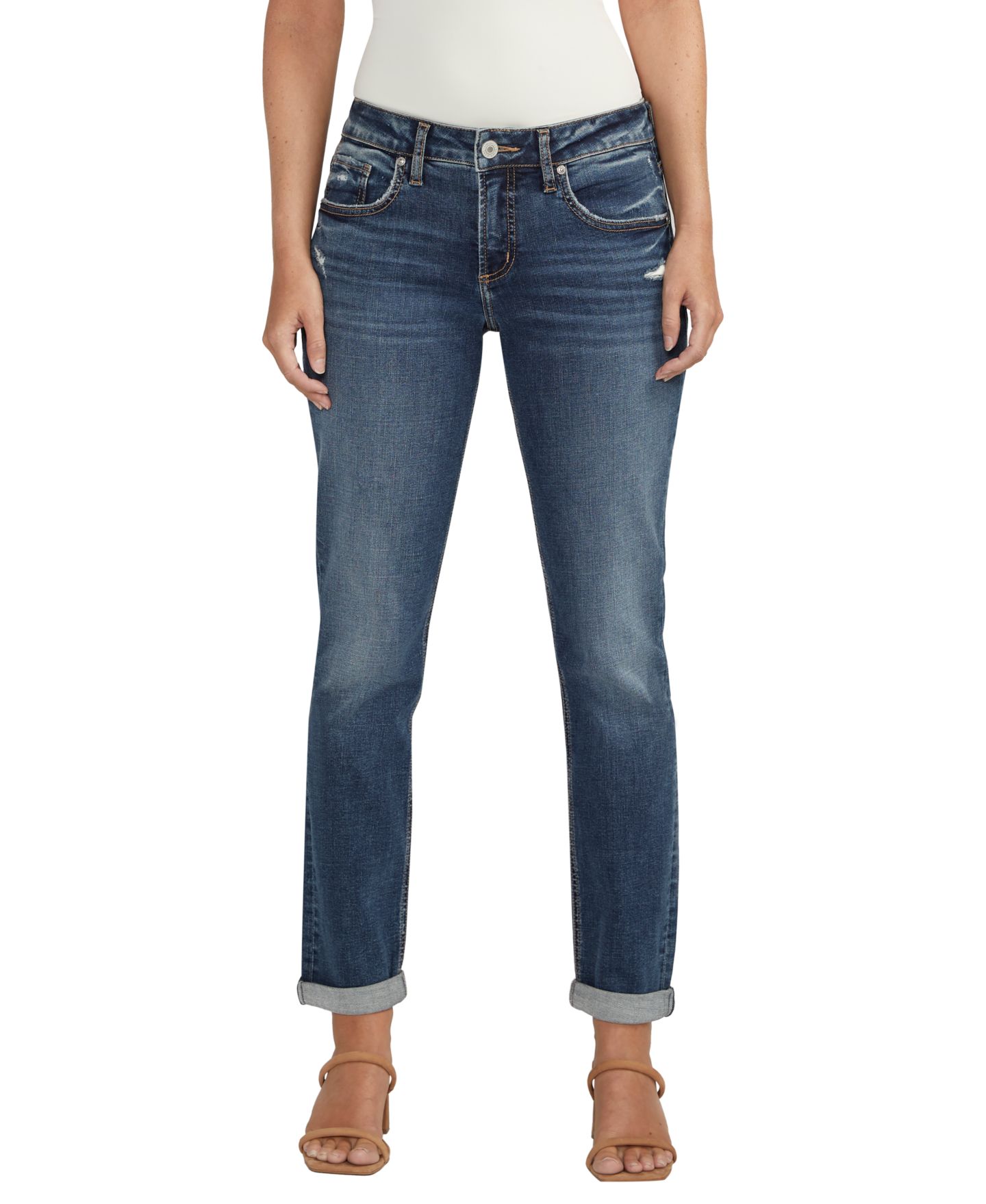 Женские джинсы Silver Jeans Co. Boyfriend Mid Rise Slim Leg, цвет: Индиго — фото 1
