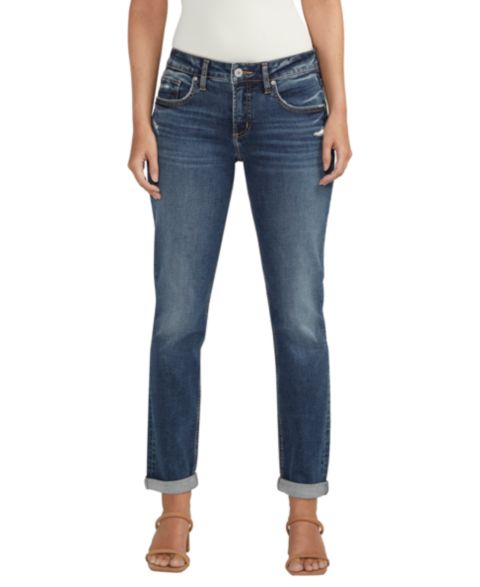 Женские джинсы Silver Jeans Co. Boyfriend Mid Rise Slim Leg, цвет: Индиго