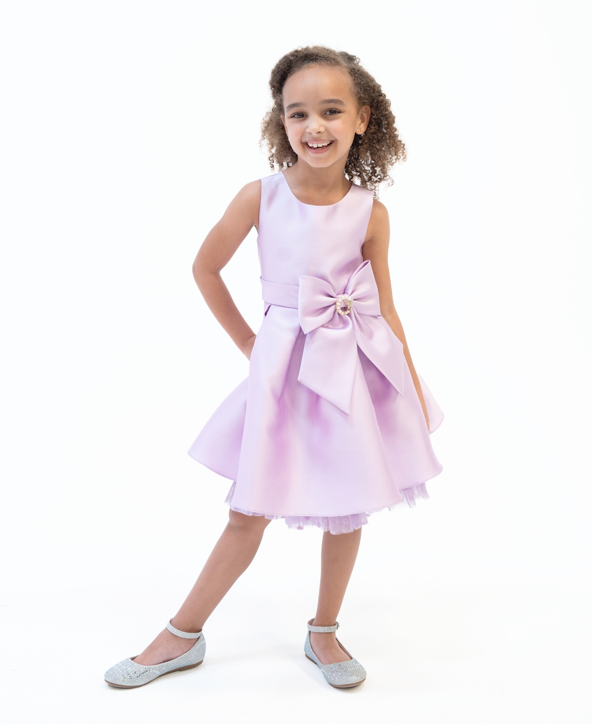 Shop Rare Editions Little Girls Sleeveless Mikado Social Dress In Purple