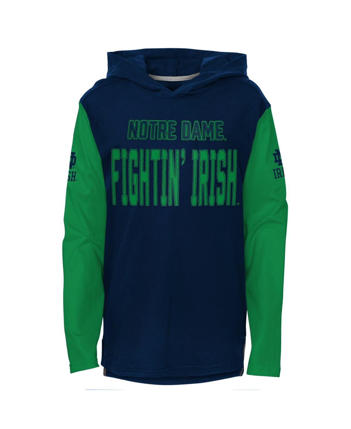 Shop Outerstuff Big Boys Navy Notre Dame Fighting Irish Heritage Hoodie Long Sleeve T-shirt