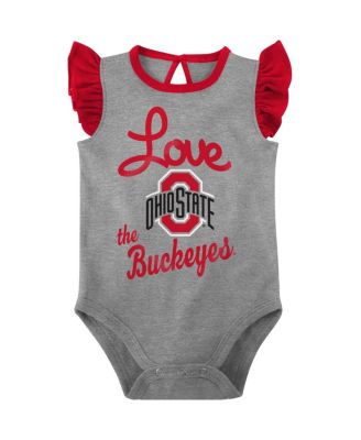 Baby Girls Scarlet, Gray Ohio State Buckeyes Spread the Love 2-Pack Bodysuit Set