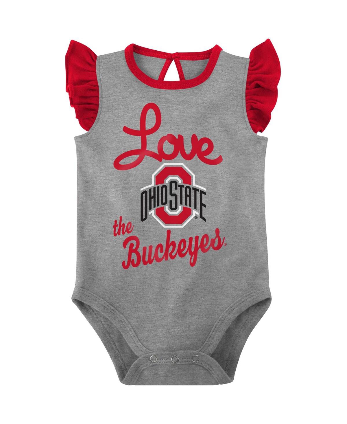 Baby Girls Gray Ohio State Buckeyes Spread the Love 2-Pack Bodysuit Set - Gray