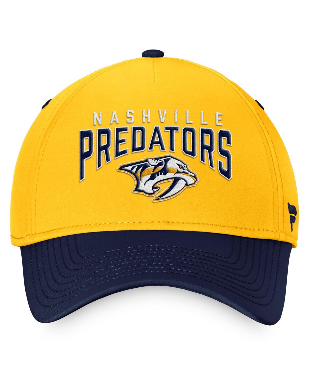 Shop Fanatics Men's  Gold, Navy Nashville Predators Fundamental 2-tone Flex Hat In Gold,navy
