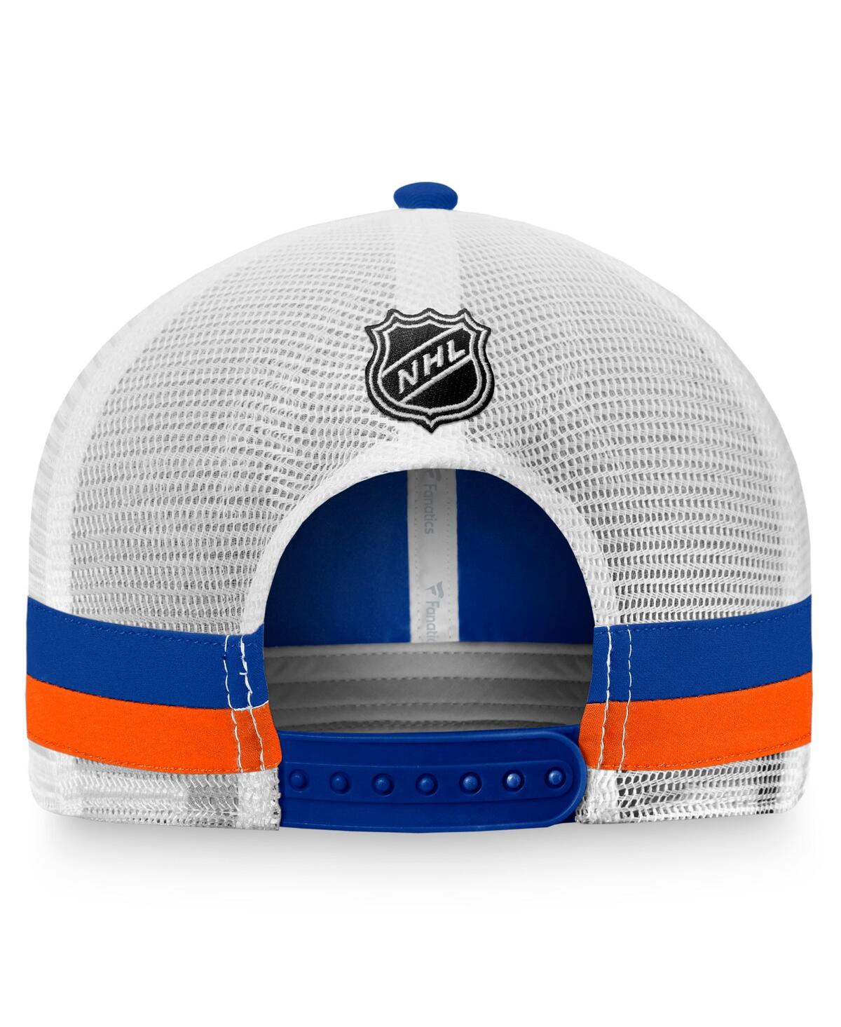 Fanatics Branded Royal/white New York Islanders Fundamental Striped Trucker Adjustable Hat In Royal,white