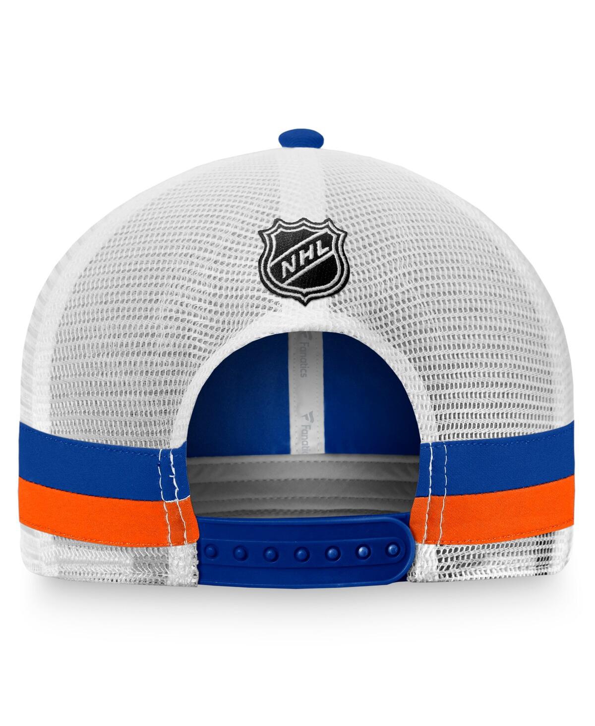 Shop Fanatics Men's  Royal, White New York Islanders Fundamental Striped Trucker Adjustable Hat In Royal,white