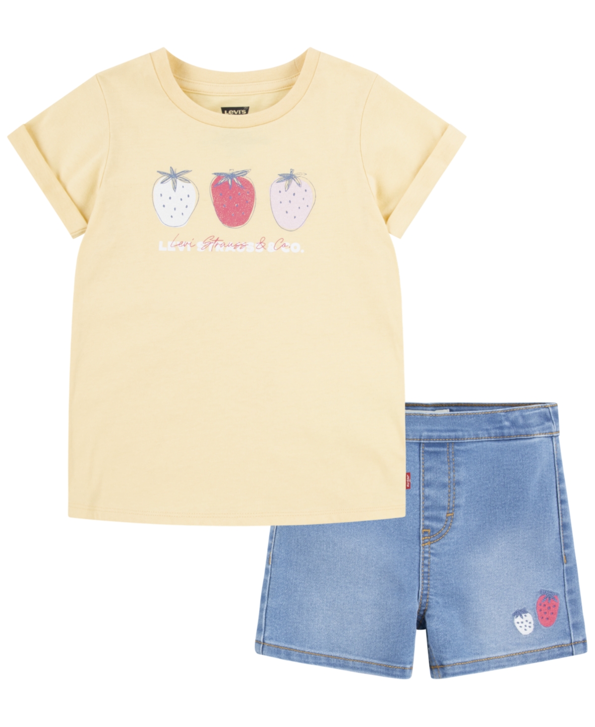 Shop Levi's Toddler Girls Fruity T-shirt And Shorts Set In Golden Haze