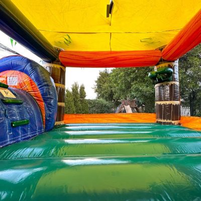 Tropical Commercial Grade Bounce House Water Slide with Splash Pool for Kids and Adults (with Blower), 15oz PVC Vinyl, Basketball Hoop, Wet Dry Combo, Outdoor Indoor, Big Inflatable