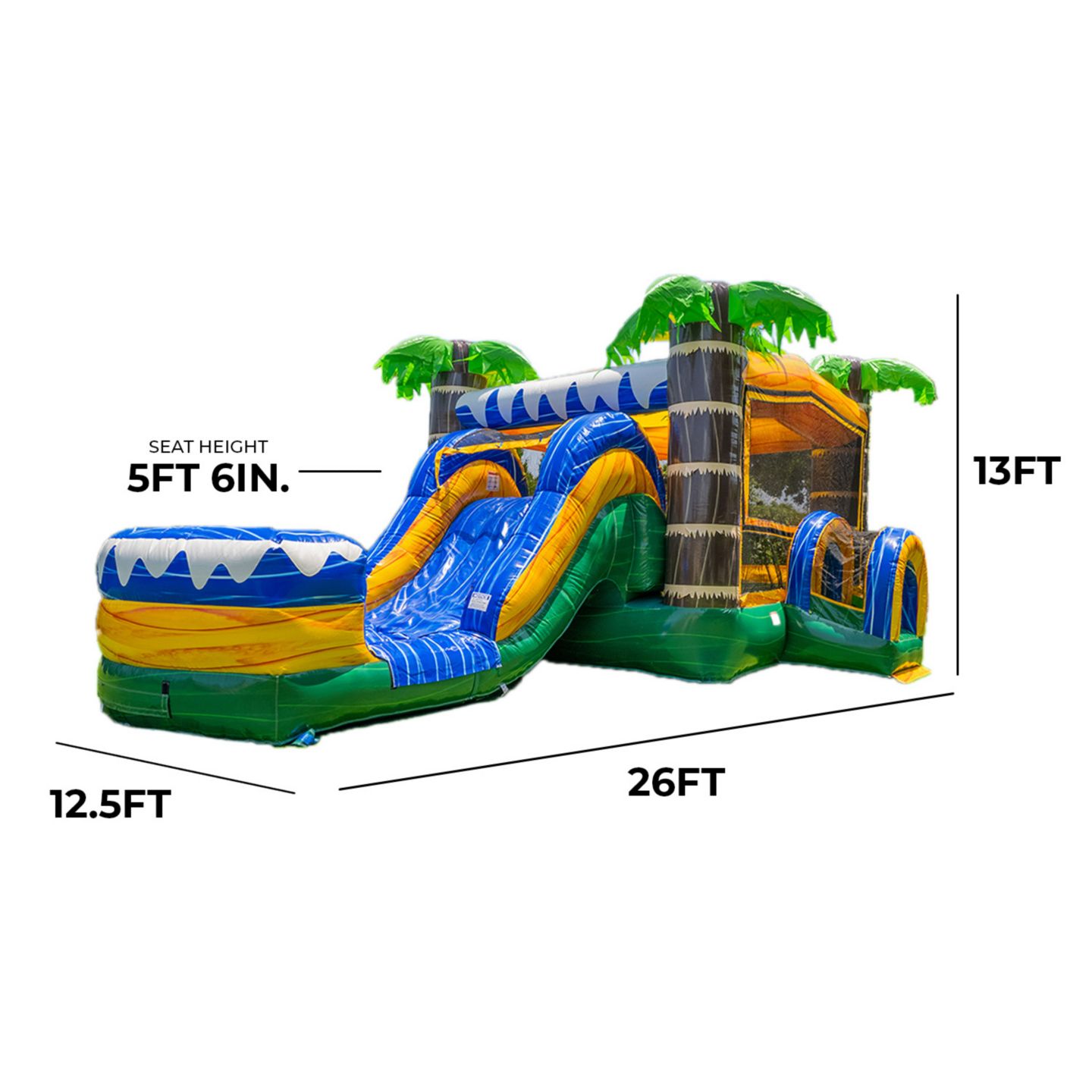 Детская игрушка Xjump Tropical Ocean 13'H Vinyl Water Slide Bounce House with Splash Pool, Up to 6 Players, Ages 3+, цвет: Оранжевый — фото 2