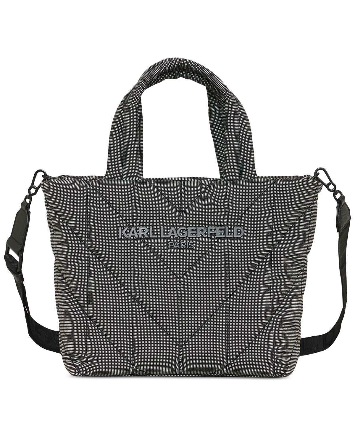 Karl Lagerfeld Voyage Quilted Large Tote In Blk,wht