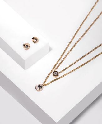 Logo Crystal Ring Stud Earrings