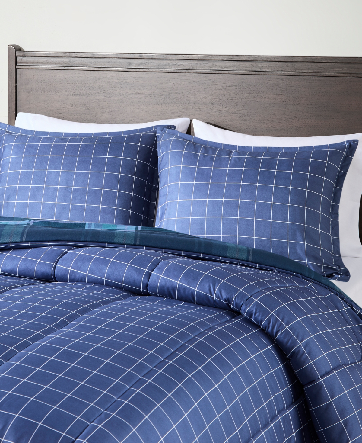 Jla Home Leo 3-Pc Reversible Plaid Comforter Set, Exclusively at Macy's