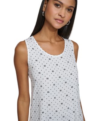 Karl Lagerfeld Women's Dotted Monogram-Print Tank Top