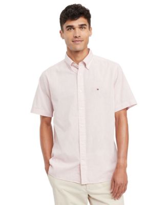 Tommy Hilfiger - Men's Textured Short Sleeve Button-Down Shirt