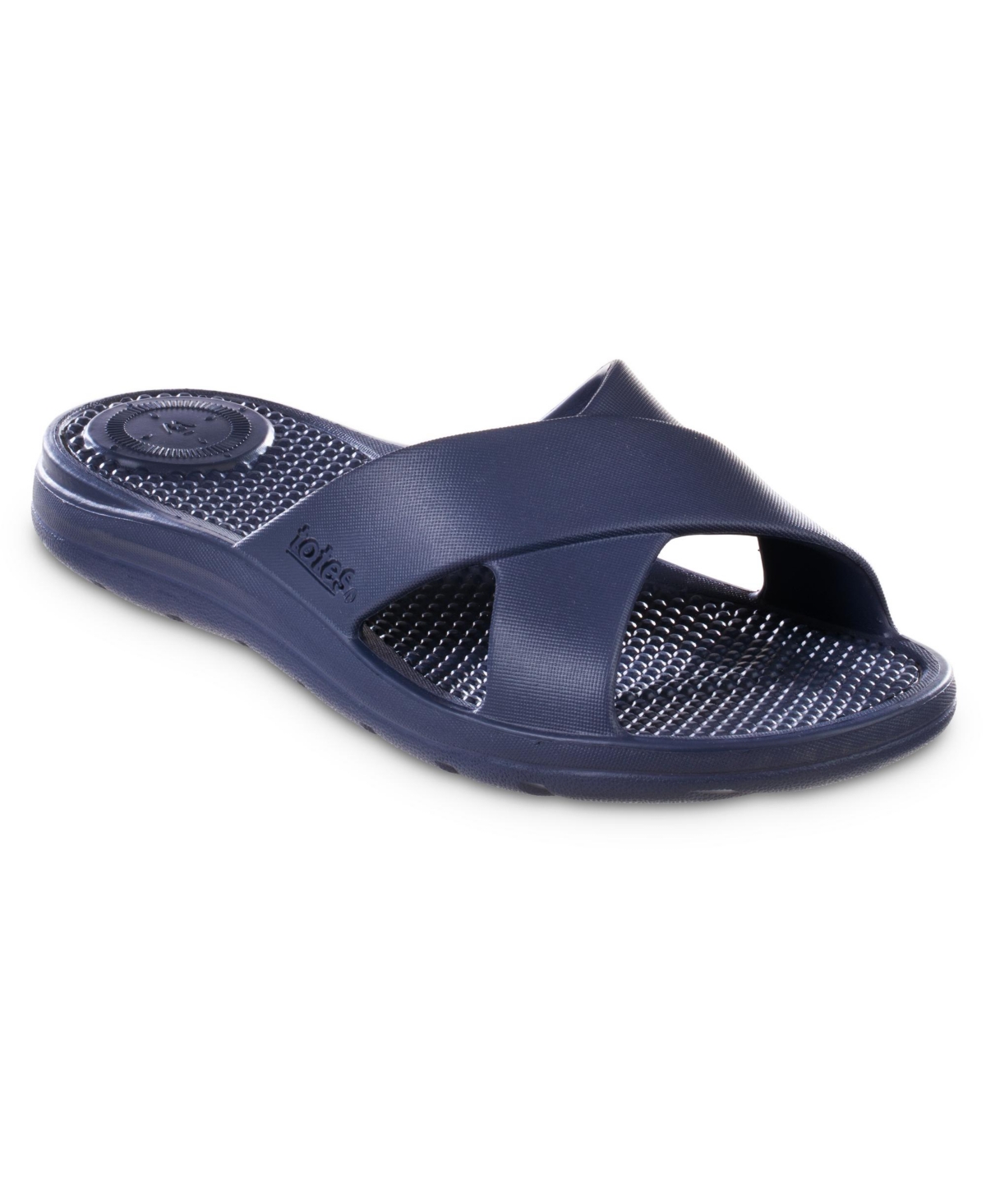 Totes Women's Molded Cross Slide Sandals With Everywear In Navy Blue