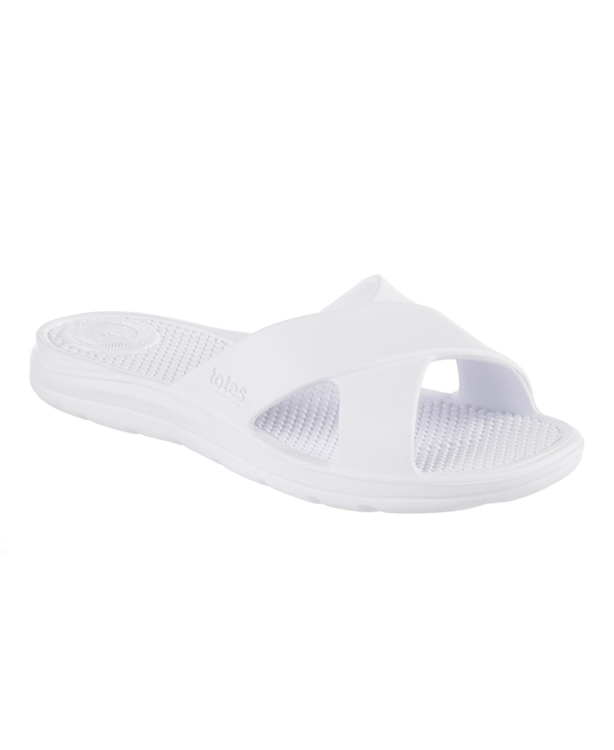 Totes Women's Molded Cross Slide Sandals With Everywear In White
