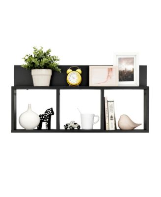 Modern 3 Cube Floating Wall Shelf with Display Ledge, Easy to Hang Wall Mounted Triple Cubby Shelf