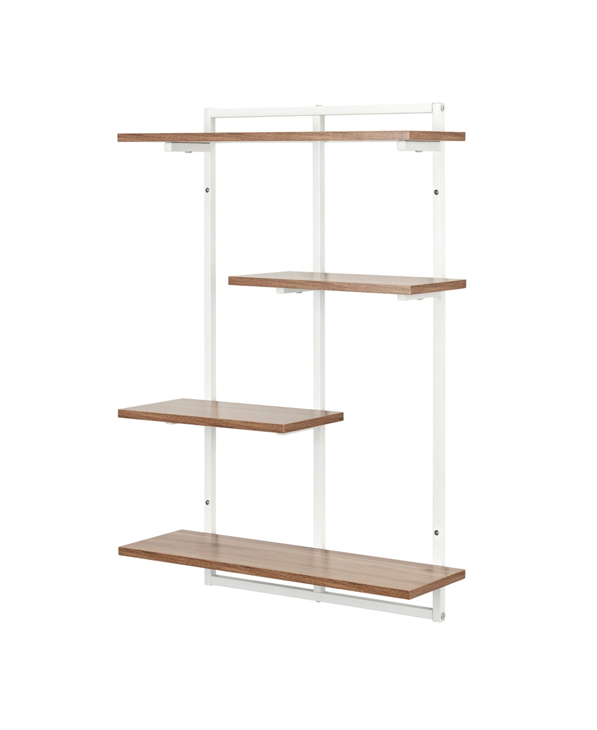 Shop Danya B Rhodes 4 Tier Modern Floating Windowsill Wall Shelf Unit With White Metal Frame And Light Walnut Mdf In White,light Walnut