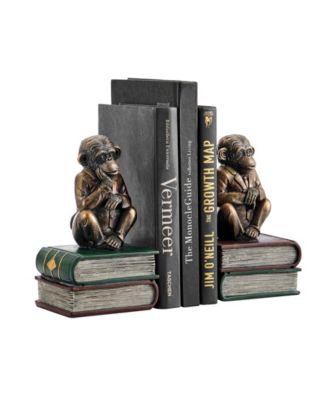 Danya B Monkeys On Books Polyresin Antique-Like Patina Finish Bookend ...