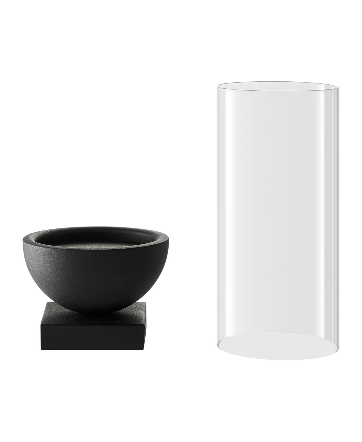 Danya B ModernMetal Bold Pedestal and Glass Pillar Votive Candle Holder, - Black, Clear