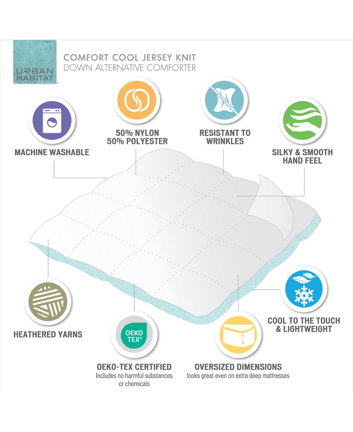 Urban Habitat Comfort Cool Jersey Knit Oversized Down Alternative Comforter,