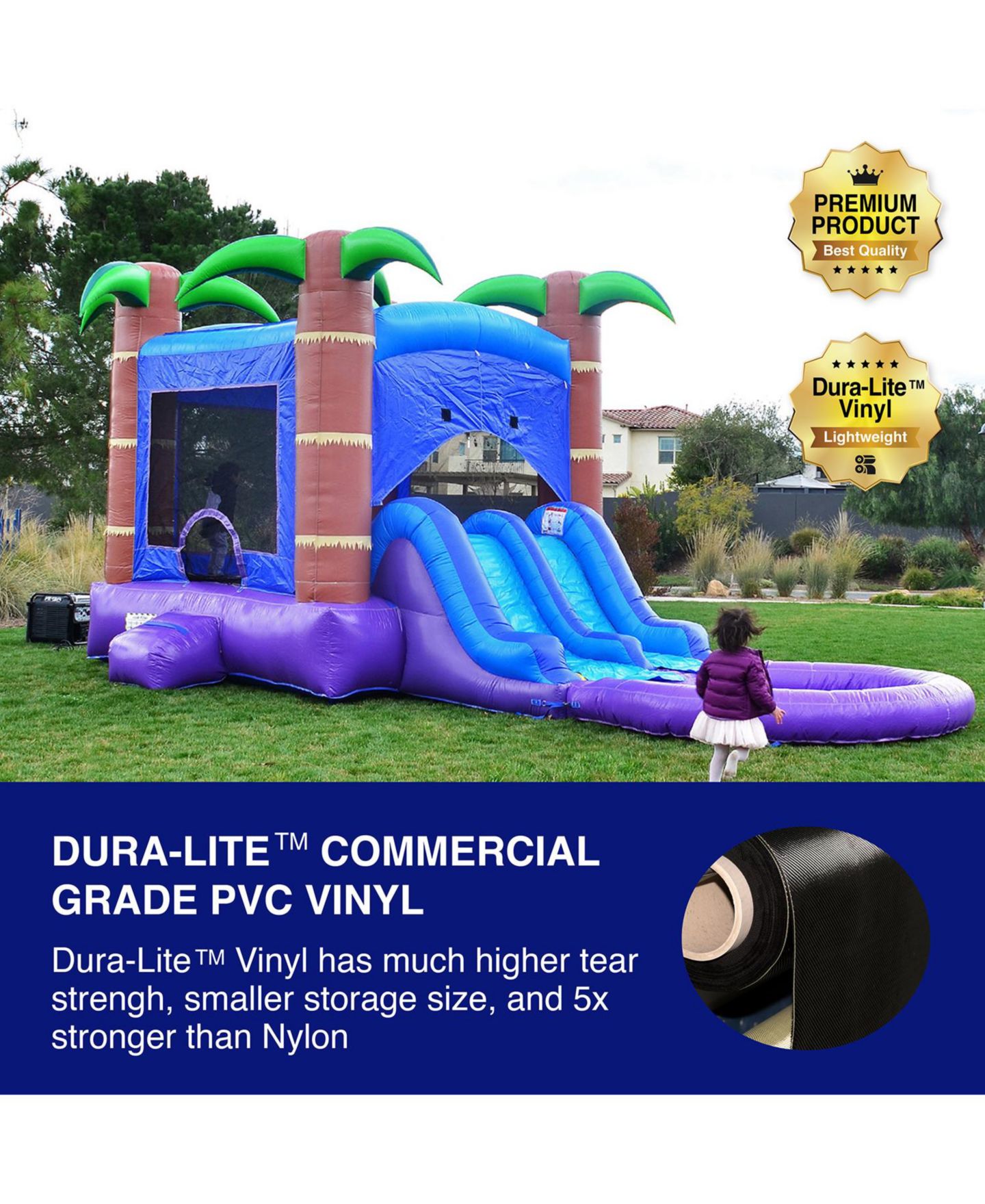 Детская игрушка HERO Kiddo Enchanted Forest Commercial Grade Bounce House Water Slide with Splash Pool for Kids and Adults, Basketball Hoop, Outdoor Indoor, цвет: Зелёный — фото 2
