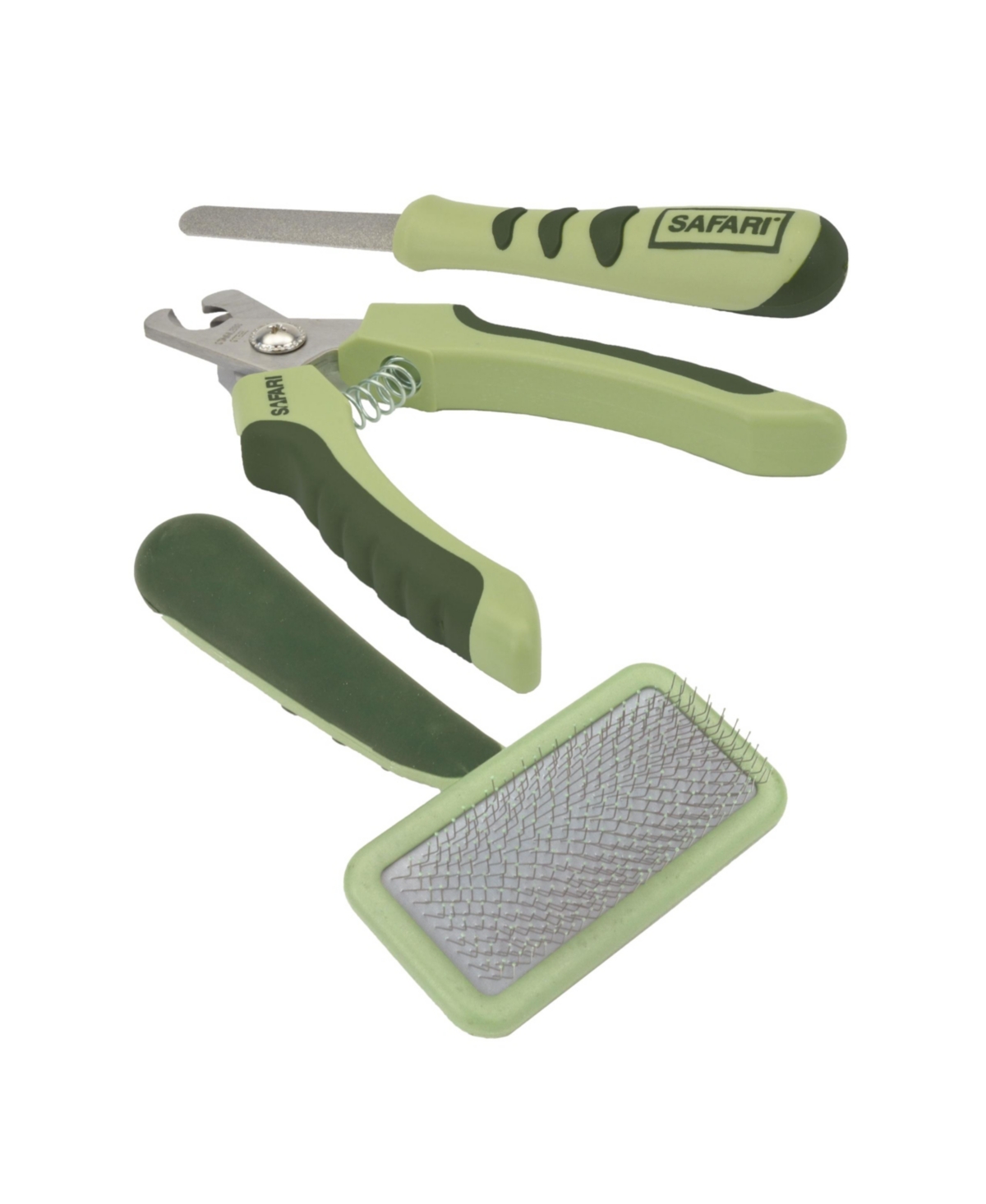 Safari by Dog Grooming Bundle - Dog Diamond Nail File, Professional Dog Nail Trimmer (Large) & Soft Slicker Dog Brush (Large) - Light/past