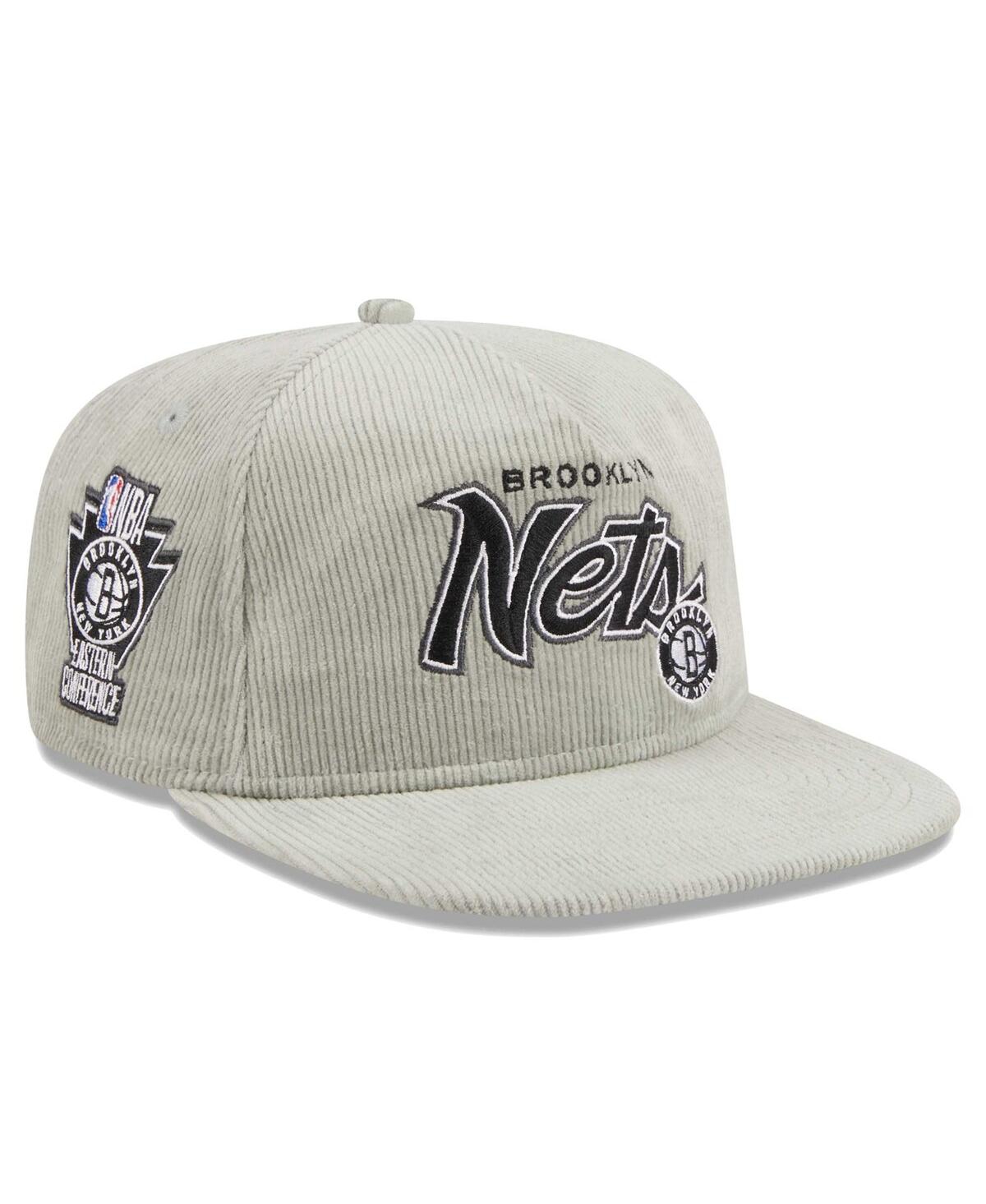 Shop New Era Men's  Gray Brooklyn Nets The Golfer Corduroy 9fifty Snapback Hat