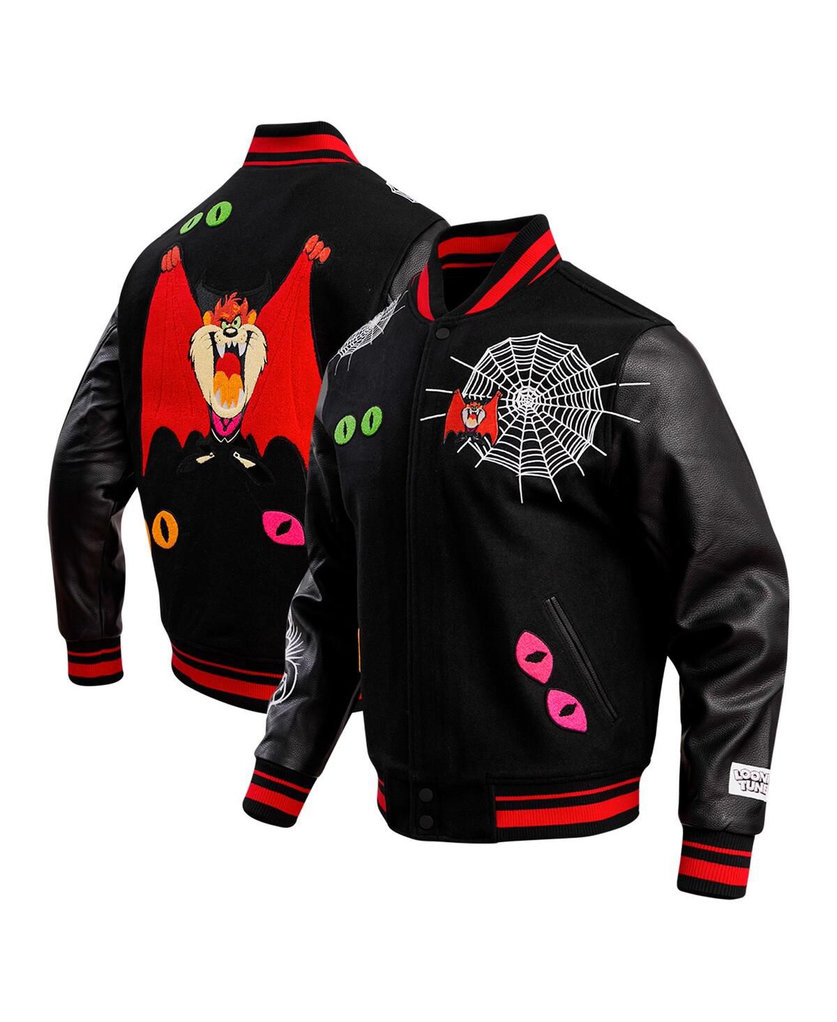 Мужская черная куртка Looney Tunes Taz Dracula Varsity с застежкой на пуговицы