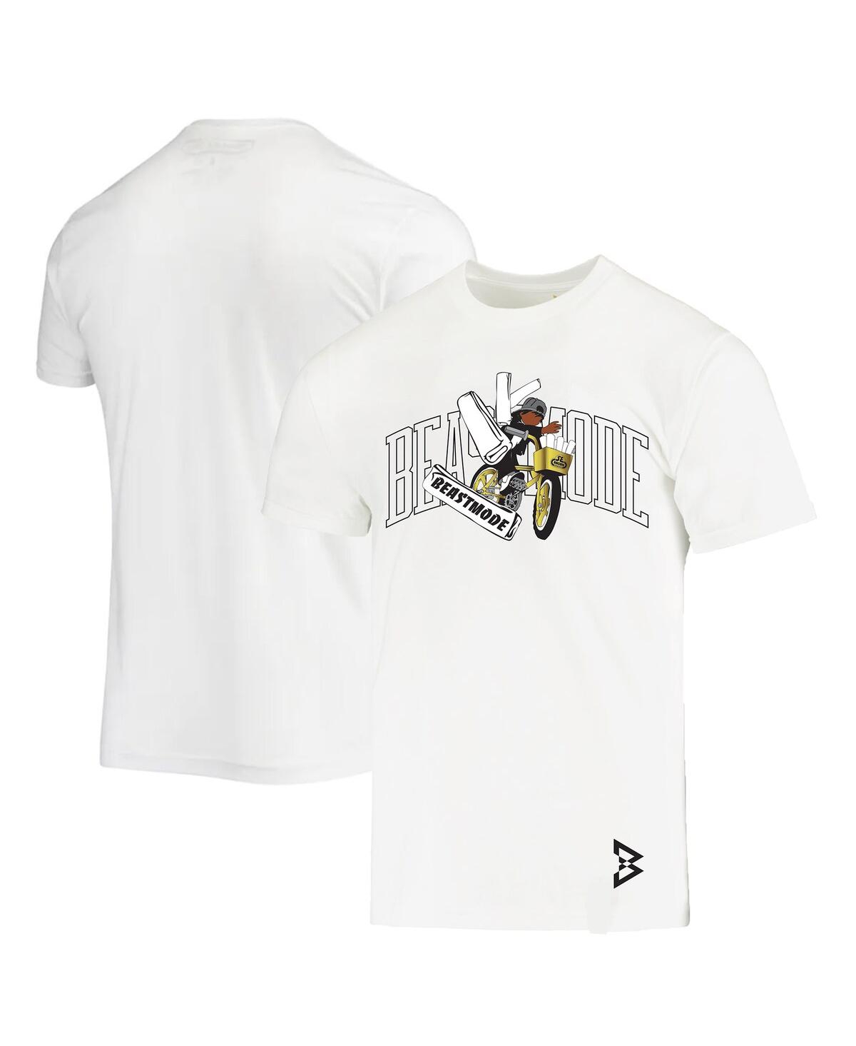 Men's Beast Mode X Se Racing White Paperboy Racing T-shirt - White