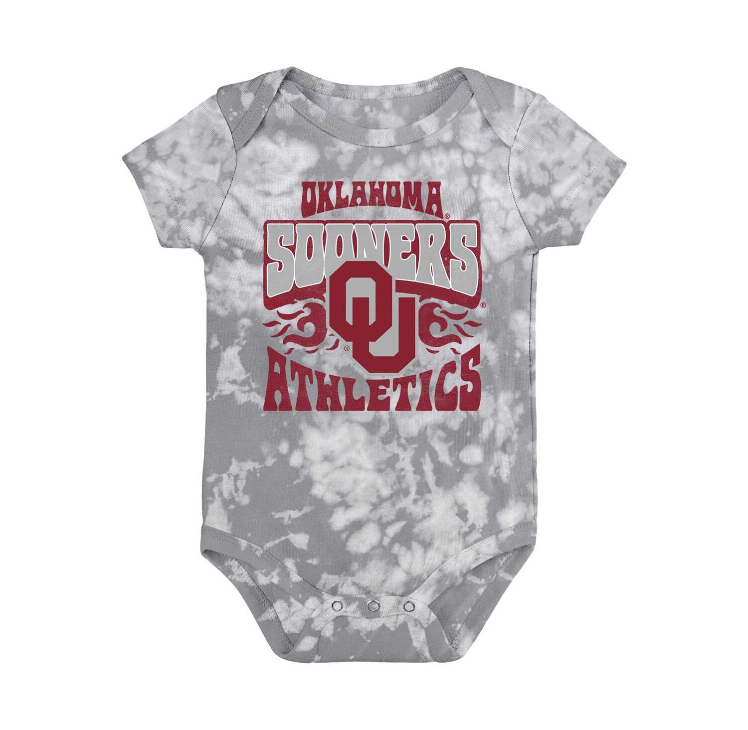 Baby Boys and Girls Gray Distressed Oklahoma Sooners Lil Rocker Tie-Dye Bodysuit