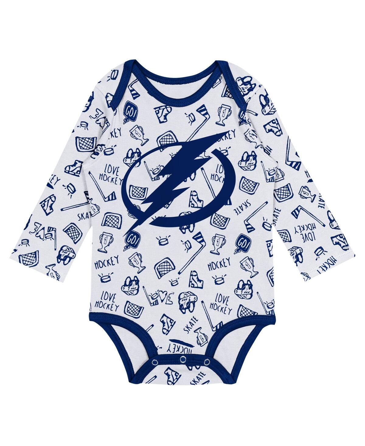 Shop Outerstuff Baby Boys And Girls White Tampa Bay Lightning Dynamic Defender Long Sleeve Bodysuit