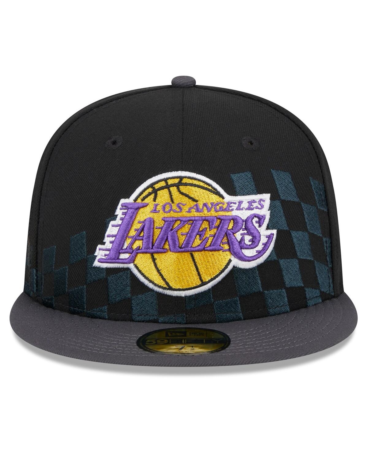 NEW ERA MEN'S NEW ERA BLACK LOS ANGELES LAKERS 2024 NBA ALL-STAR GAME RALLY DRIVE CHECKERBOARD 59FIFTY CROWN 