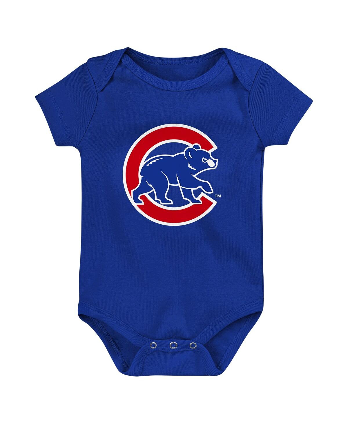 Shop Fanatics Baby Boys And Girls  Chicago Cubs Fan Pennant 3-pack Bodysuit Set In Royal