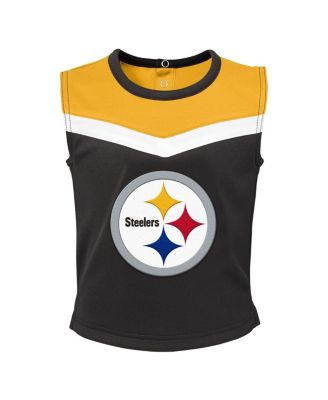 Girls Toddler Black Pittsburgh Steelers Spirit Cheer Three-Piece Cheerleader Set