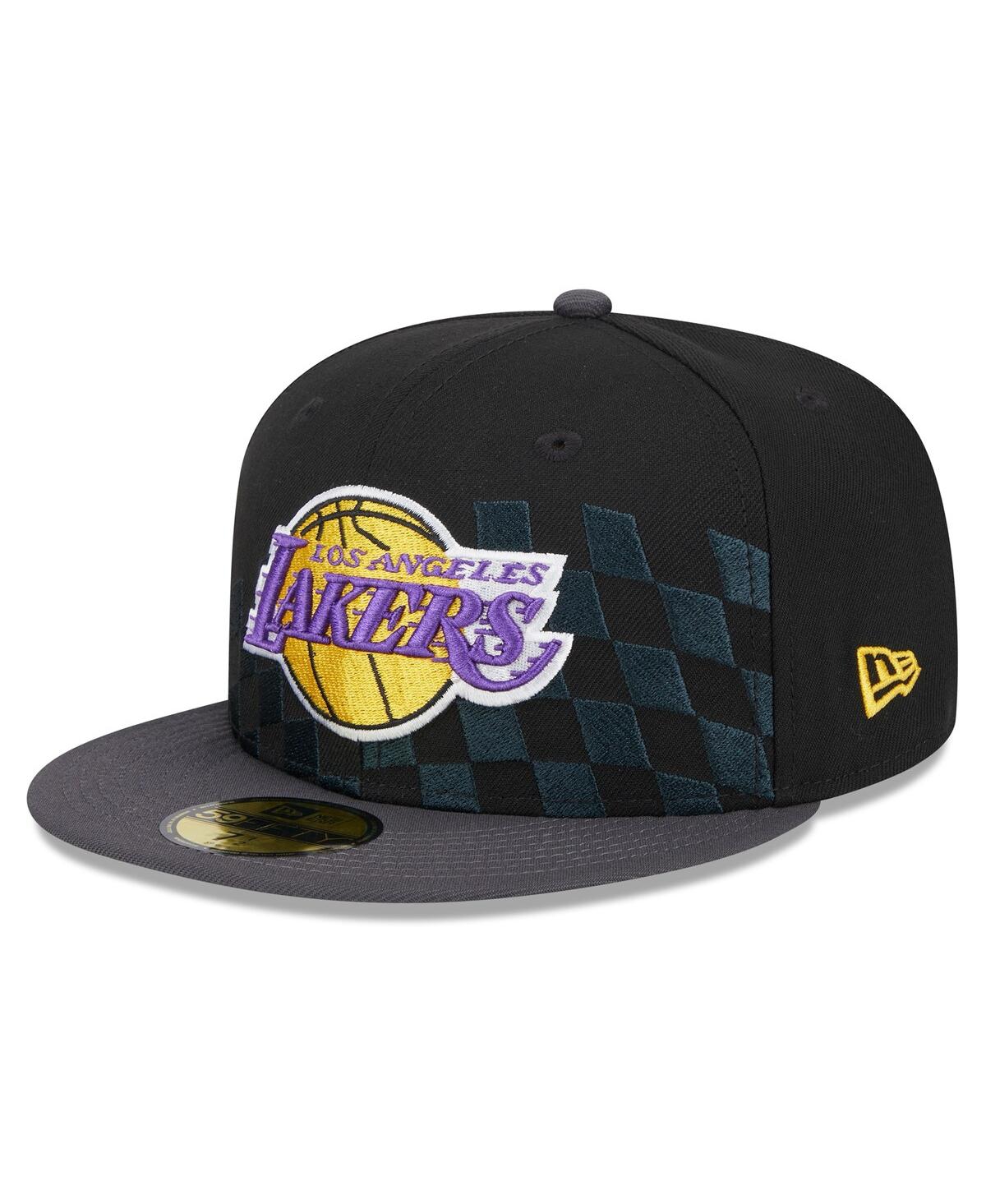 NEW ERA MEN'S NEW ERA BLACK LOS ANGELES LAKERS 2024 NBA ALL-STAR GAME RALLY DRIVE CHECKERBOARD 59FIFTY CROWN 