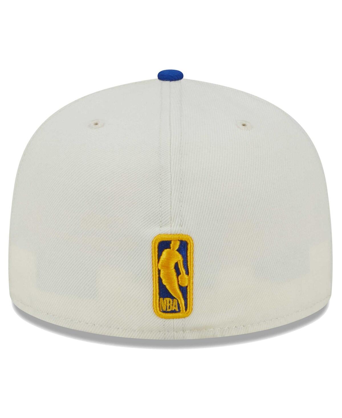 NEW ERA MEN'S NEW ERA CREAM GOLDEN STATE WARRIORS PIPED POP PANEL 59FIFTY FITTED HAT 