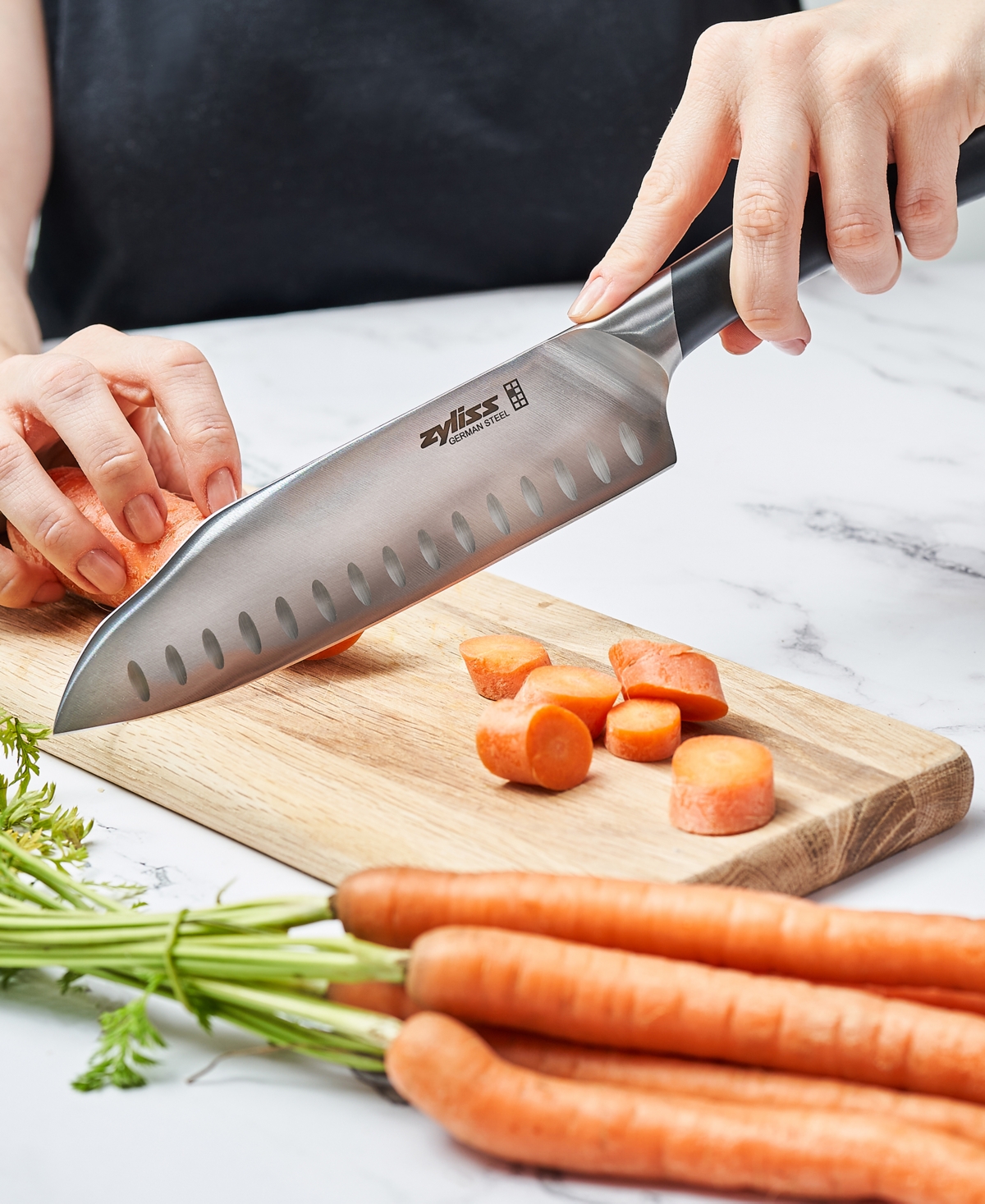 Shop Zyliss Comfort Pro Stainless Steel Santoku Knife 7" In Black
