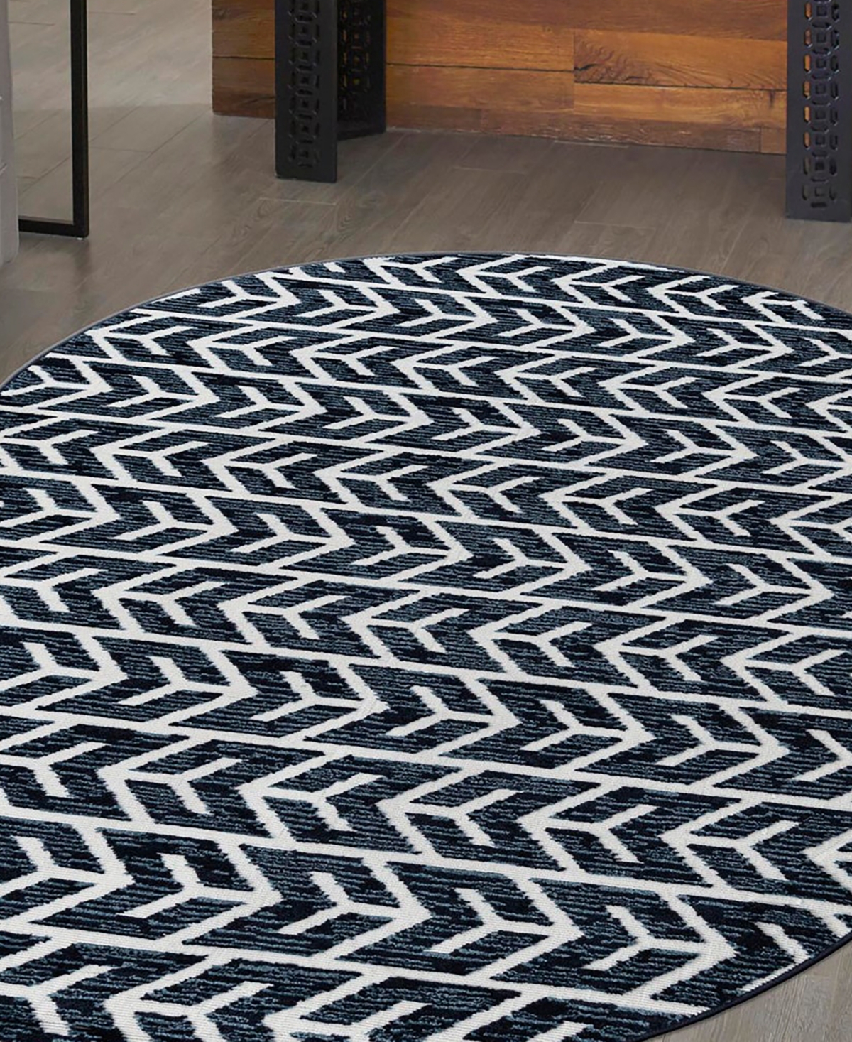 Shop Sabrina Soto Outdoor Sso003 5' X 8' Oval Area Rug In Navy