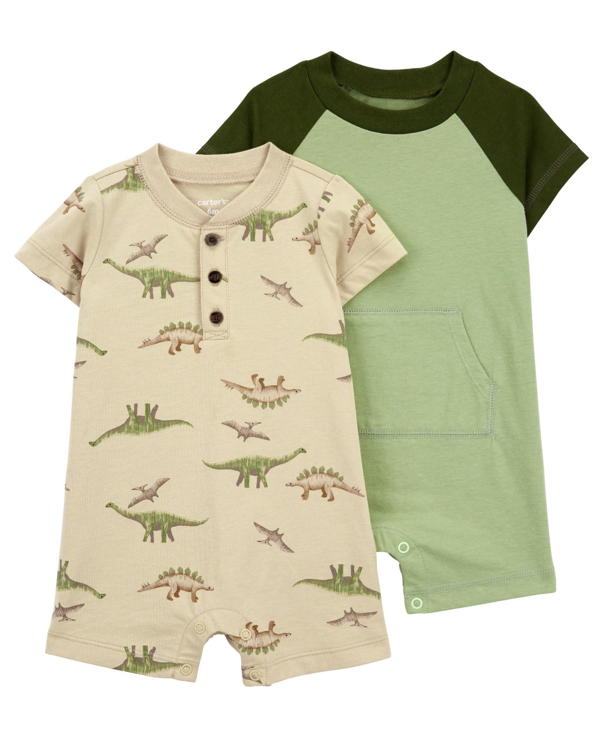 Shop Carter's Baby  2 Pack Cotton Rompers In Green