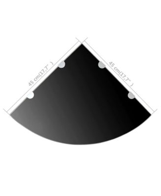 Corner Shelf with Chrome Supports Glass Black 17.7"x17.7"