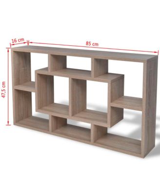 Floating Wall Display Shelf 8 Compartments Oak Color