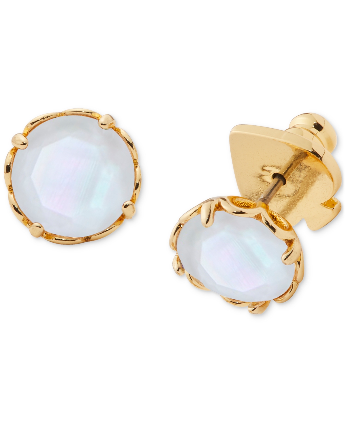 Shop Kate Spade Gold-tone Color Cubic Zirconia Stud Earrings In Acetate White Mop,gold