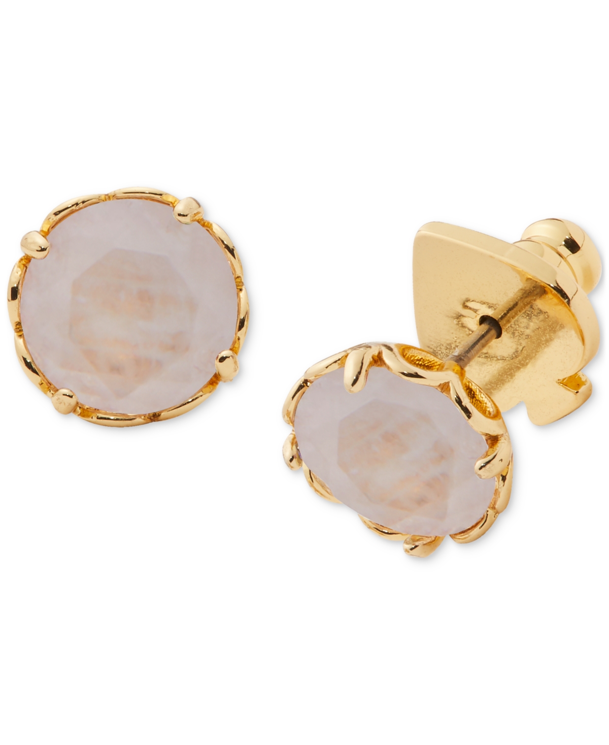 Gold-Tone Color Cubic Zirconia Stud Earrings - Acetate White Mop/gold