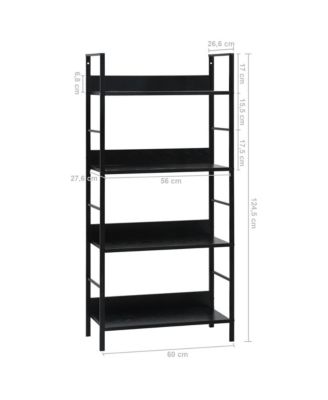4-Layer Book Shelf Black 23.6"x10.9"x49" Engineered Wood