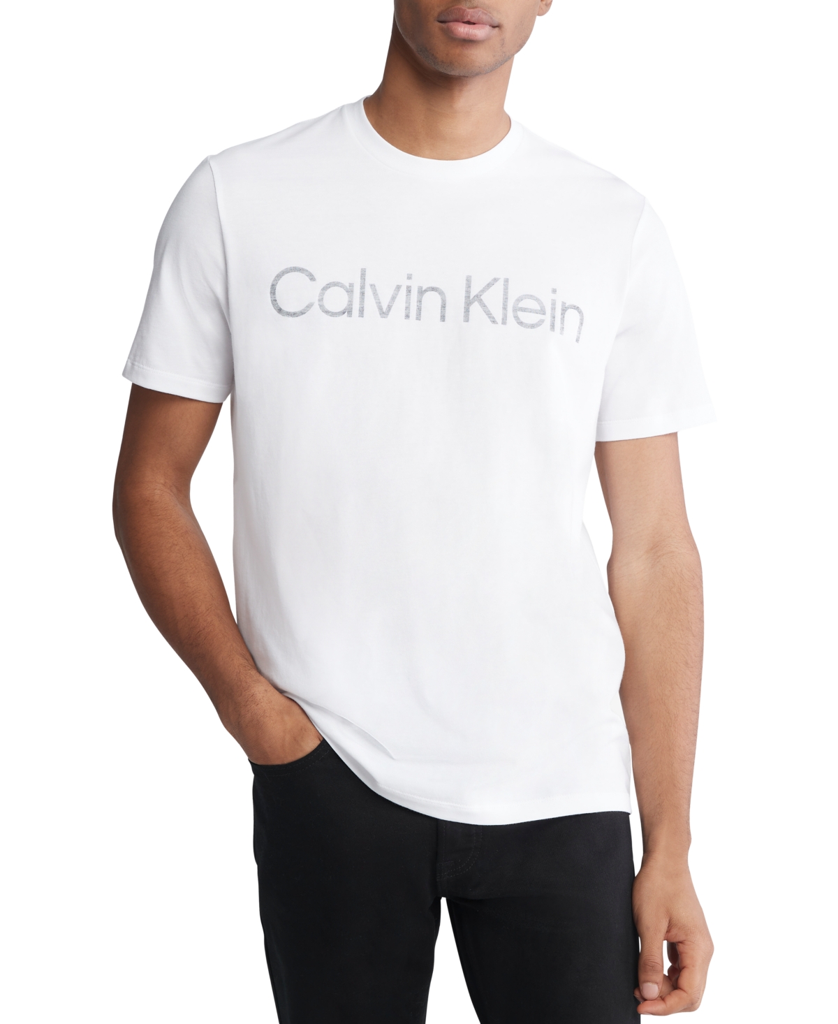 Shop Calvin Klein Men's Short Sleeve Crewneck Faded Logo Graphic T-shirt In Brilliant White