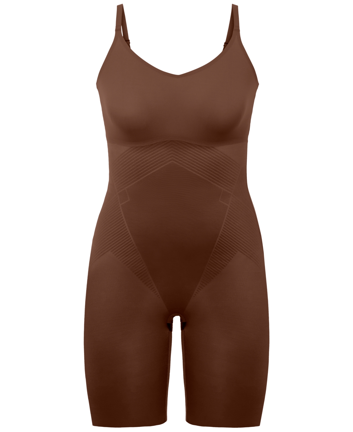 Shop Spanx Women's Thinstincts Mid-thigh Bodysuit 10380r In Chestnut Brown