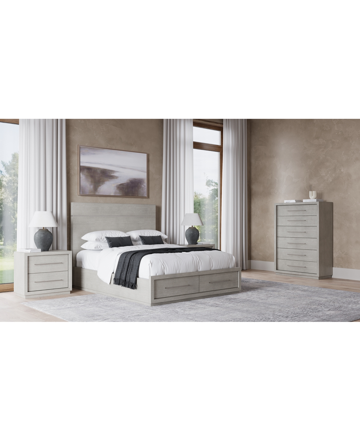 Macy's Tivie 3pc Bedroom Set (full Storage Bed + Chest + Nightstand), Created For  In Grey