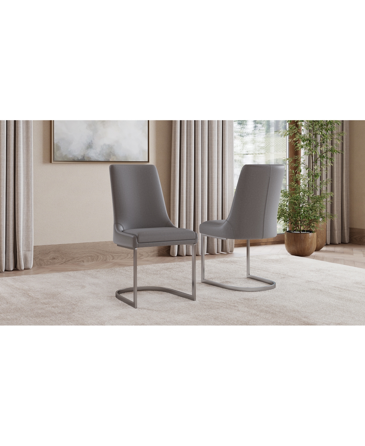 Macy's Tivie Dining Chair 2pc Set In Charcoal