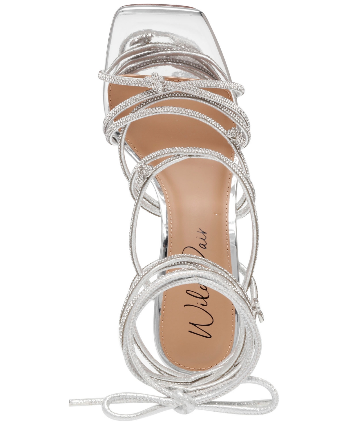 Shop Wild Pair Eross Lace-up Dress Sandals, Created For Macy's In Silver Bling